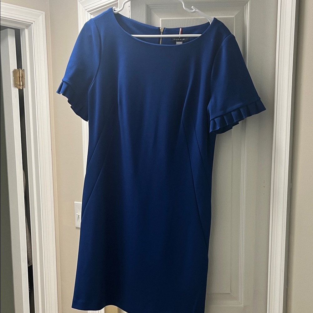 Tommy Hilfiger Royal Blue Mini Dress with Ruffle Sleeves